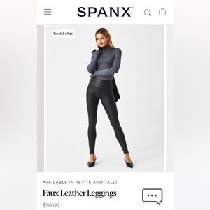 NWT Spanx Faux Leather Leggings - Petite